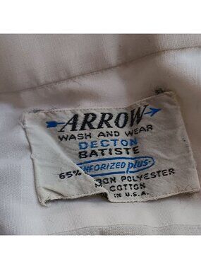 XL True Vintage Shirt Arrow batiste White 1970's Button-Up Dacron Distress